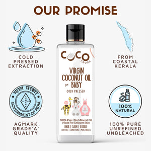 Coco Crush Virgin Coconut Oil for Baby Massage, Pack of 2 - 200ML each - 2BACO200