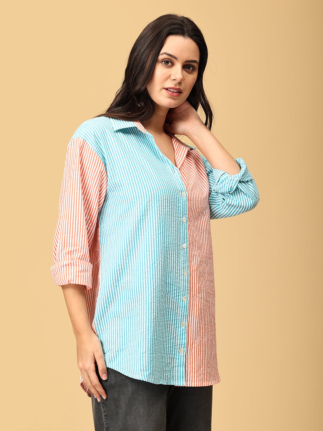 Color Carnival Oversized Shirt - WNT - SK - CLRCN - S