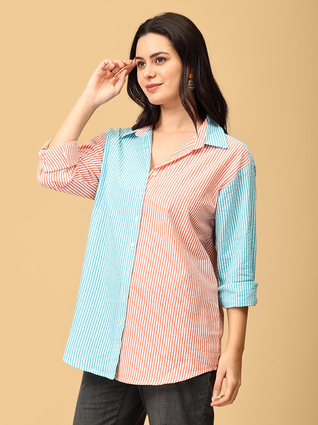 Color Carnival Oversized Shirt - WNT - SK - CLRCN - S