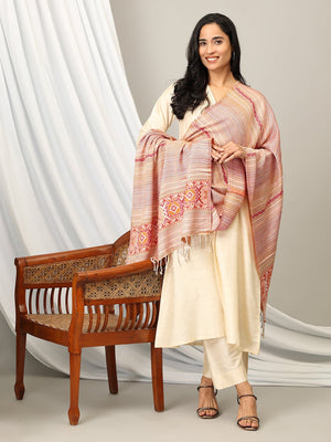 Color Cascade Acrylic Woolen Stole - Peach - Onesize Winter Stoles