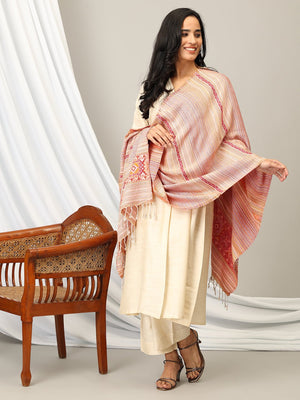 Color Cascade Acrylic Woolen Stole - Peach - Onesize Winter Stoles