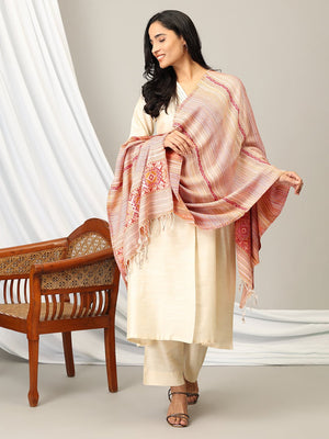 Color Cascade Acrylic Woolen Stole - Peach - Onesize Winter Stoles