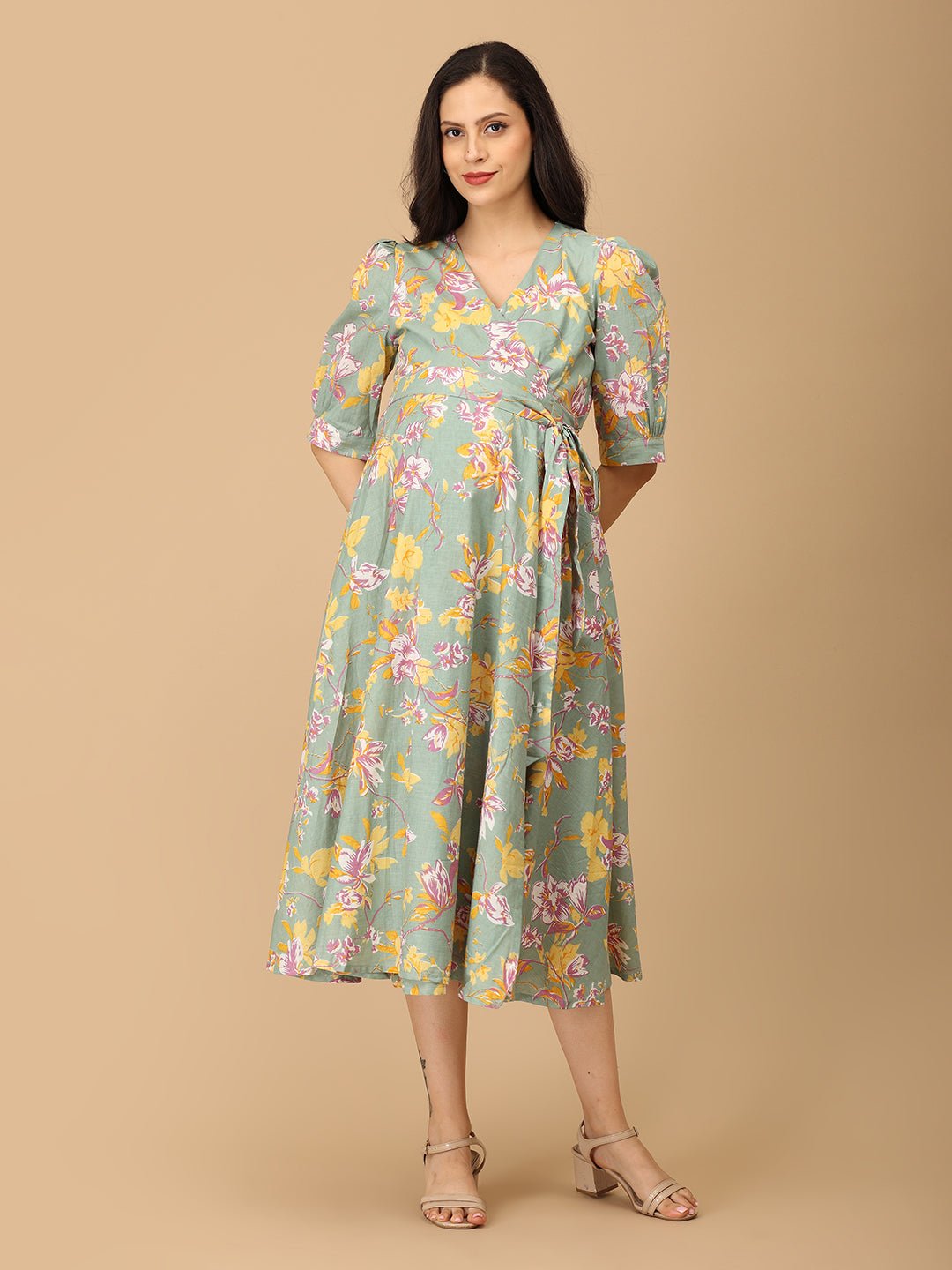 Color Crush Maternity and Nursing Wrap Dress - DRS - SK - COLCR - S