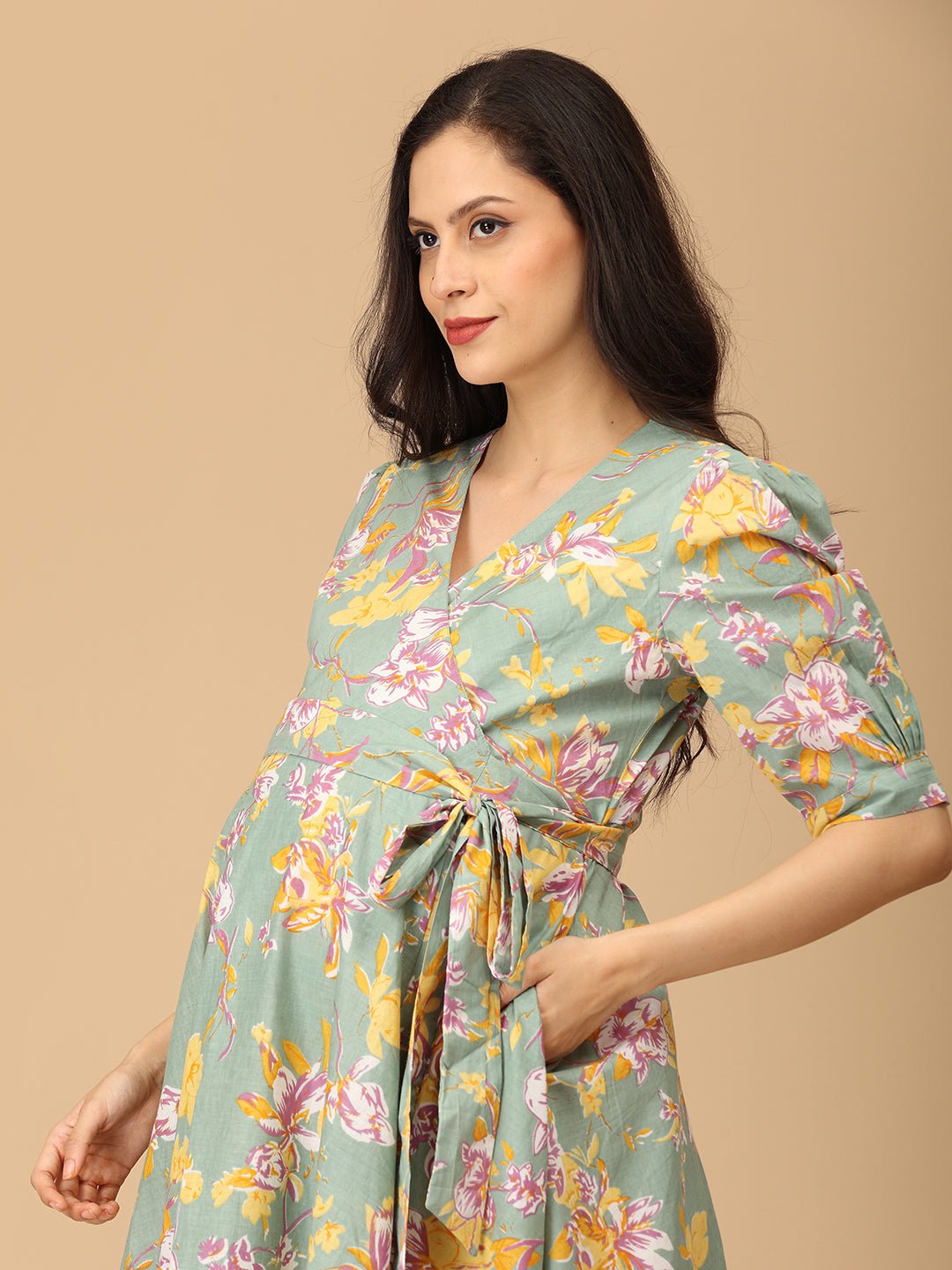 Color Crush Maternity and Nursing Wrap Dress - DRS - SK - COLCR - S