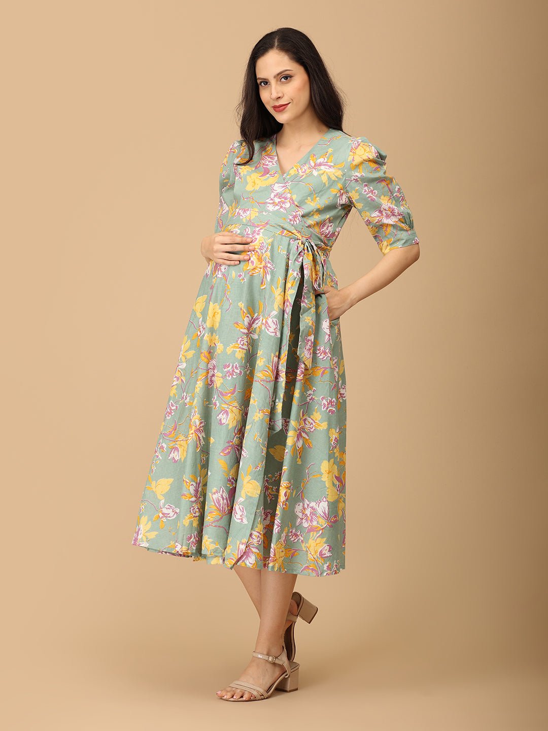 Color Crush Maternity and Nursing Wrap Dress - DRS - SK - COLCR - S