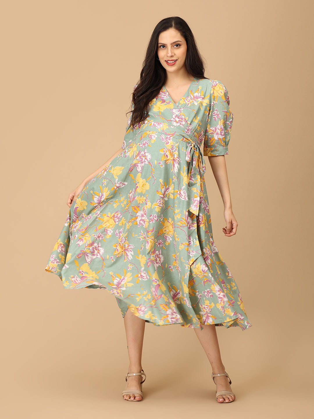 Color Crush Maternity and Nursing Wrap Dress - DRS - SK - COLCR - S