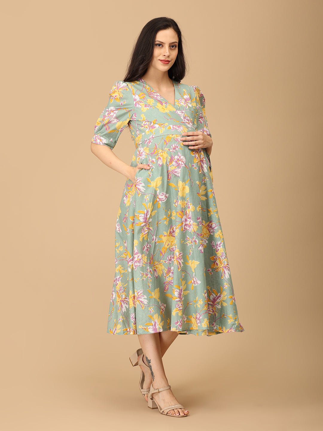 Color Crush Maternity and Nursing Wrap Dress - DRS - SK - COLCR - S