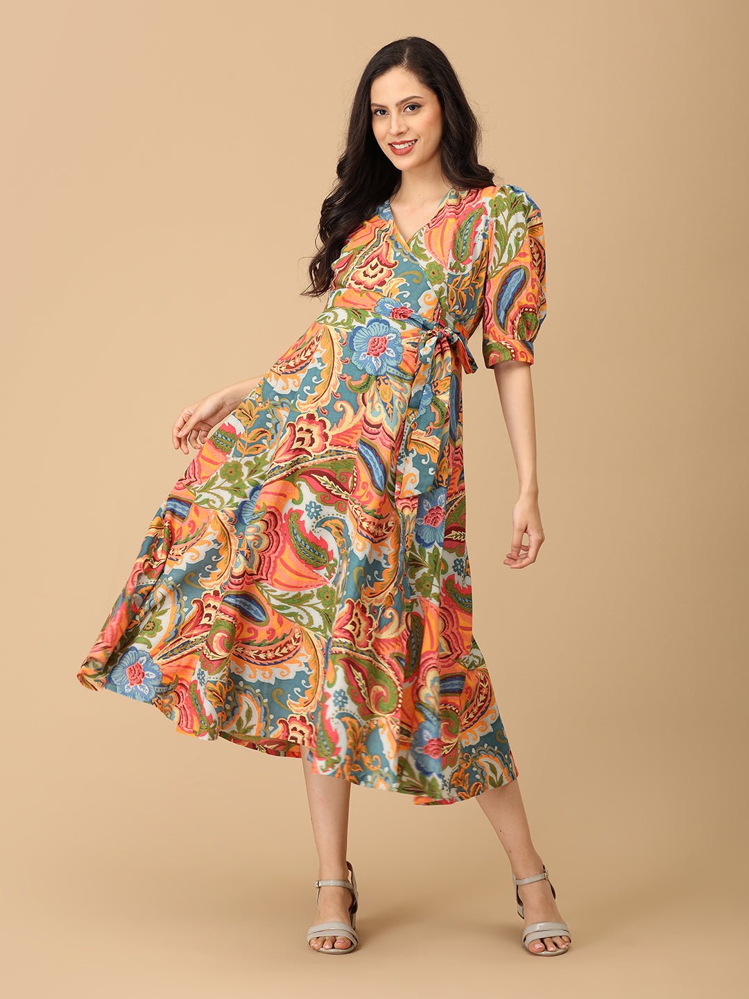 Color Drip Maternity and Nursing Wrap Dress - DRS - SK - CLRDP - S