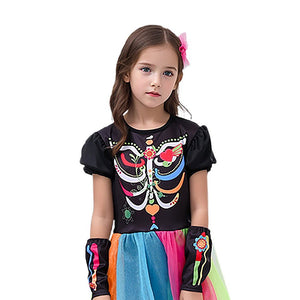 Colorful Skeleton Princess Kids Halloween Costume - Little Surprise BoxColorful Skeleton Princess Kids Halloween Costume