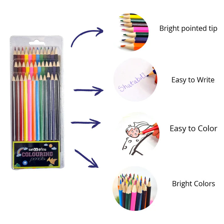 Scoobies Coloring Pencils - Pack of 36 Multi-Color Pencils
