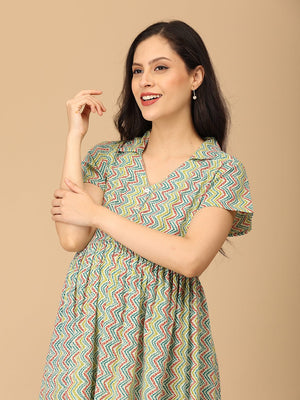 ColorWhirl Maternity and Nursing Dress - DRS - SK - CLRWR - S