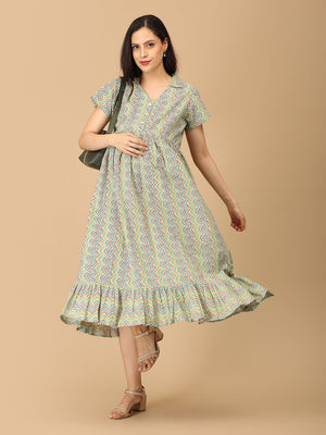 ColorWhirl Maternity and Nursing Dress - DRS - SK - CLRWR - S