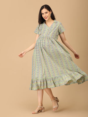 ColorWhirl Maternity and Nursing Dress - DRS - SK - CLRWR - S