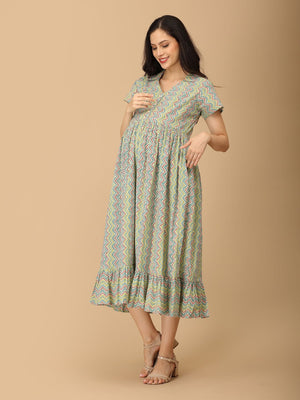 ColorWhirl Maternity and Nursing Dress - DRS - SK - CLRWR - S