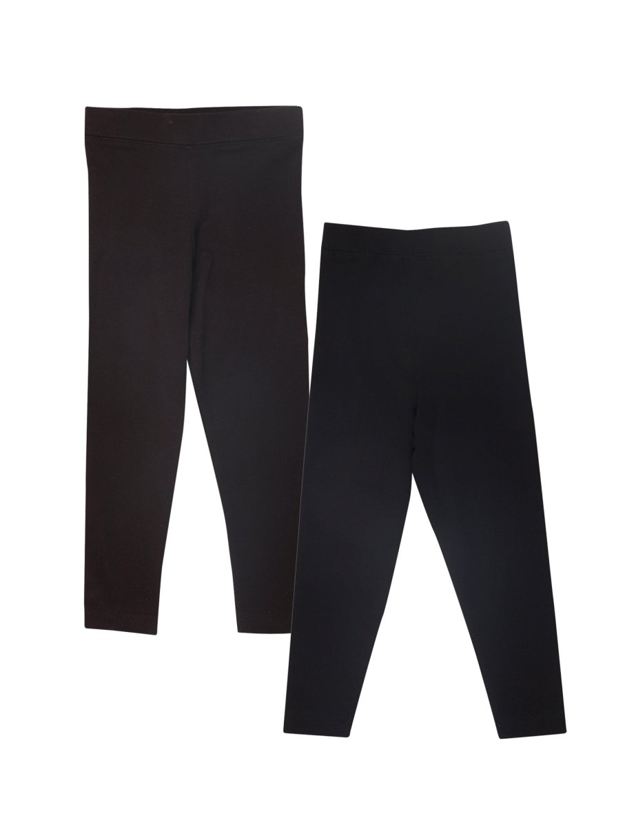 Combo of 2 Girls Full Length Leggings-Black and Brown - GLLG-2-BB-0-6