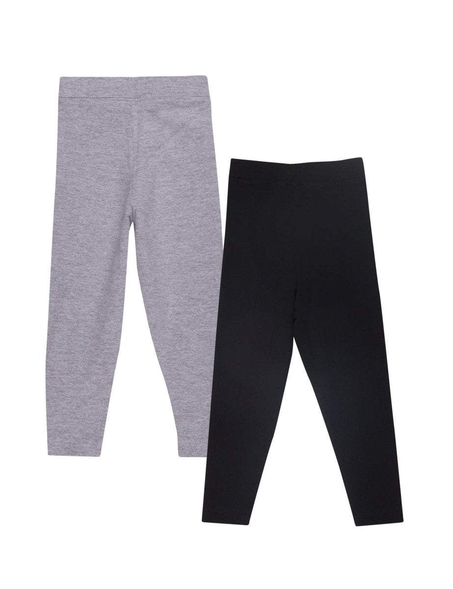 Combo of 2 Girls Full Length Leggings-Black and Grey - GLLG-2-BG-0-6