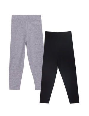 Combo of 2 Girls Full Length Leggings-Black and Grey - GLLG-2-BG-0-6