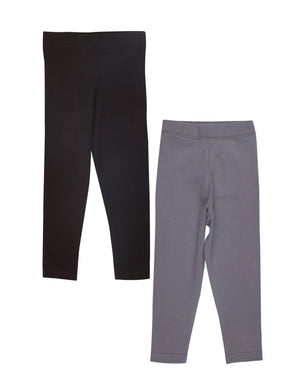 Combo of 2 Girls Full Length Leggings-Frost Grey and Brown - GLLG-2-FB-0-6