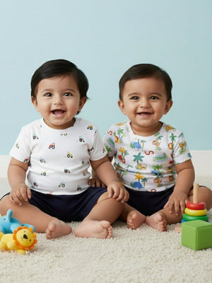 Combo Of 2 Infant Onesie and Shorts for Infants: Playtime Pal - Preemie Onesie and Shorts Set