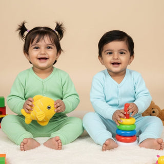 Combo of 2 Infant Sets: Pastel Blue & Green Infant Set - Preemie Infant Set