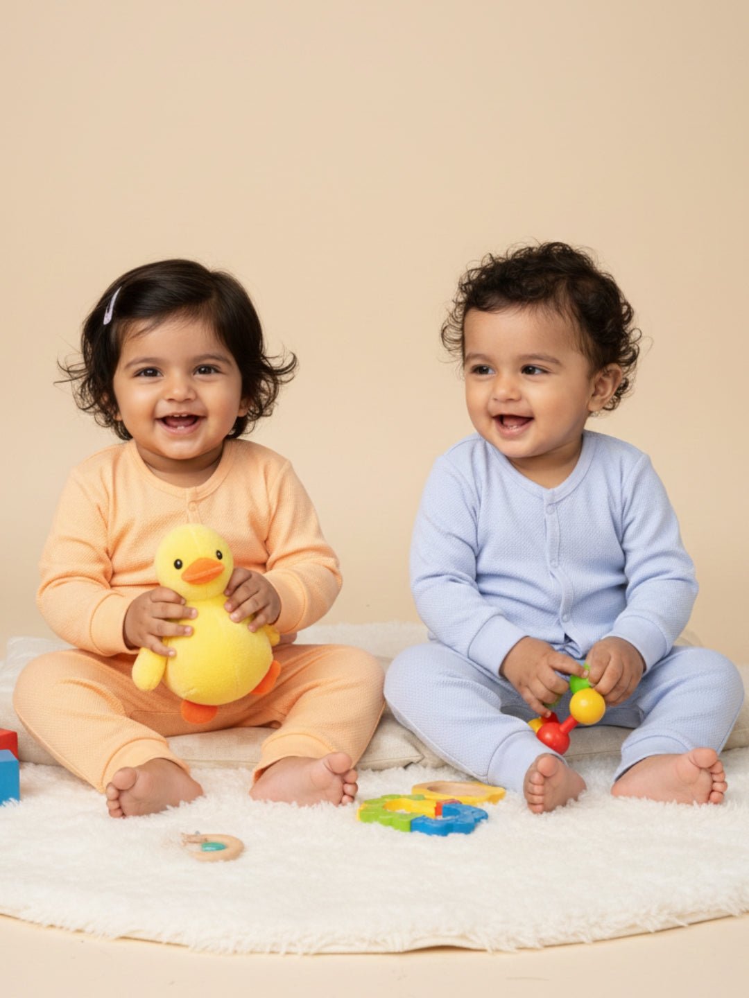 Combo of 2 Infant Sets: Pastel Orange & Lavender Infant Set - Preemie Infant Set