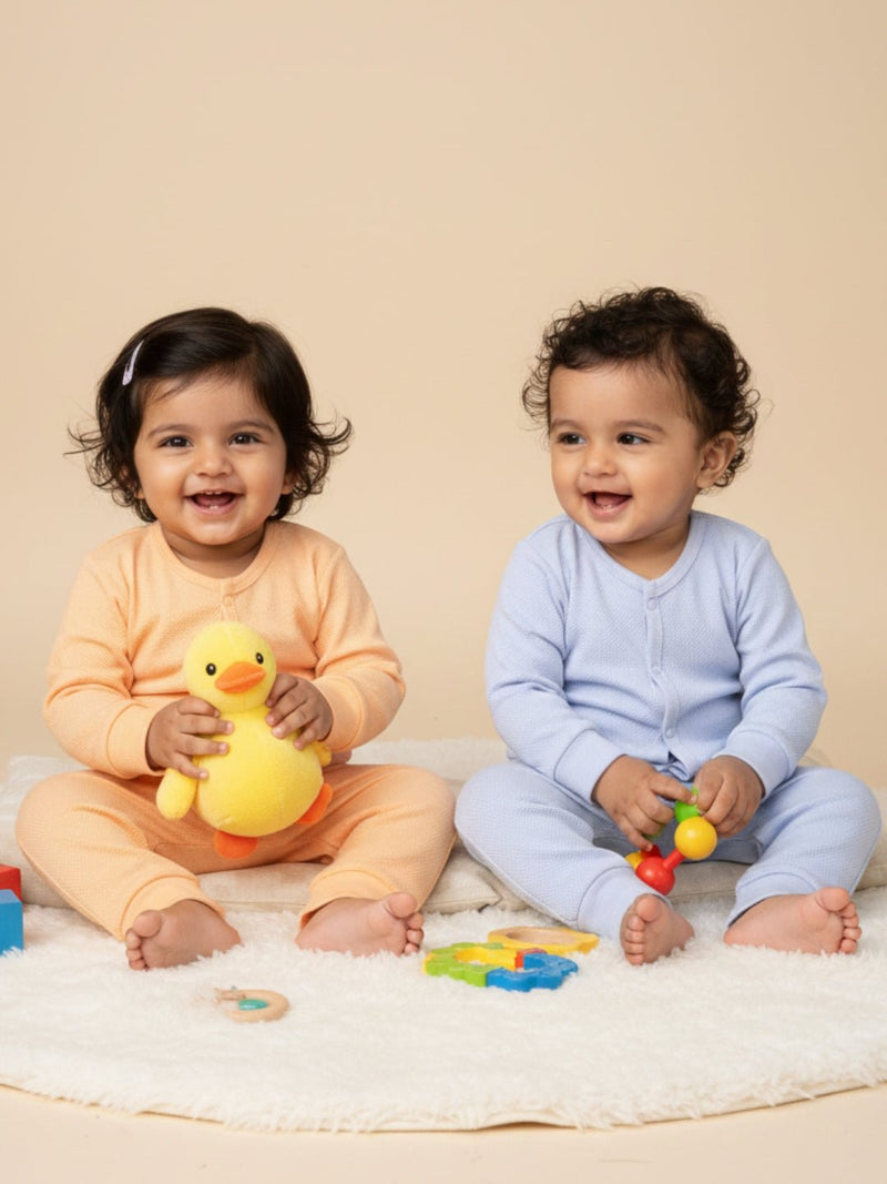 Combo of 2 Infant Sets: Pastel Orange & Lavender Infant Set