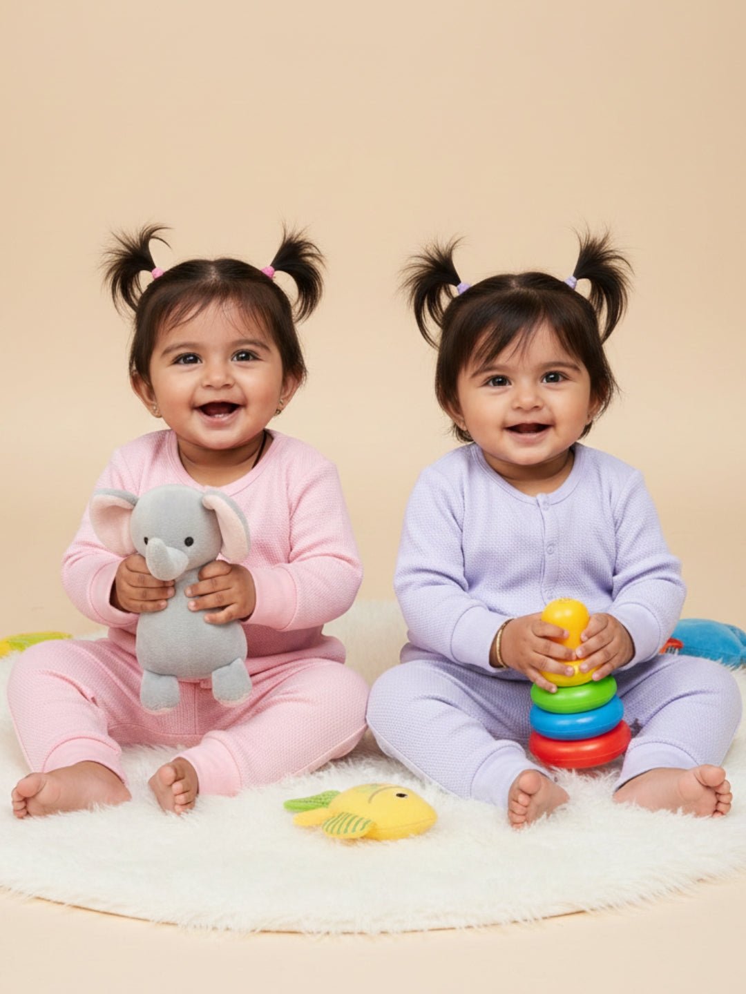 Combo of 2 Infant Sets: Pastel Pink & Lavender Infant Set - Preemie Infant Set