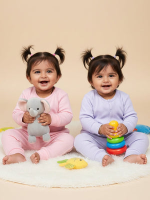 Combo of 2 Infant Sets: Pastel Pink & Lavender Infant Set - Preemie Infant Set