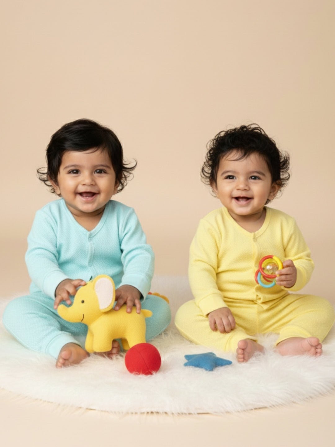 Combo of 2 Infant Sets: Pastel Yellow & Pastel Blue Infant Set - Preemie Infant Set