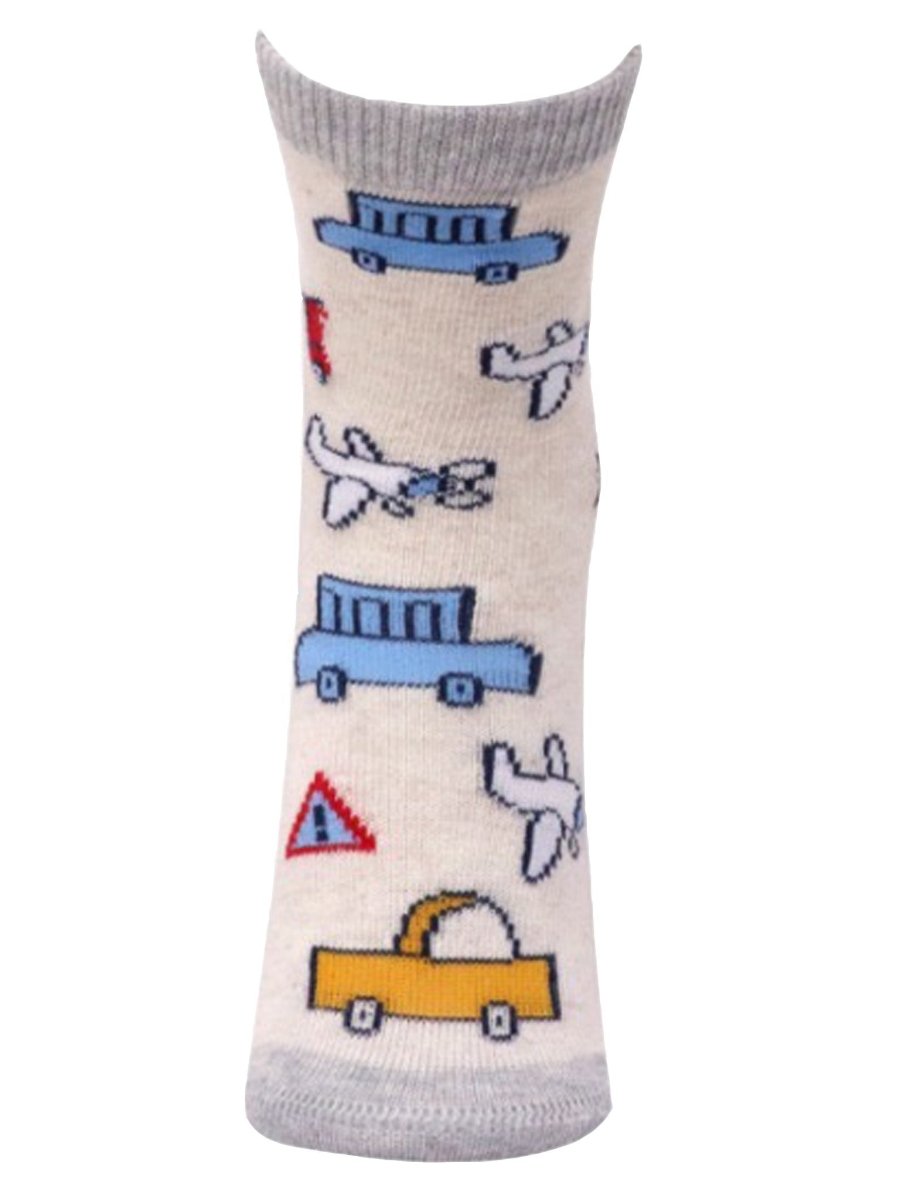 Combo Of 2 Kids Ankle Length Socks:Fly High:Ecru,Blue - SOC2-AF-FHEB-1-2