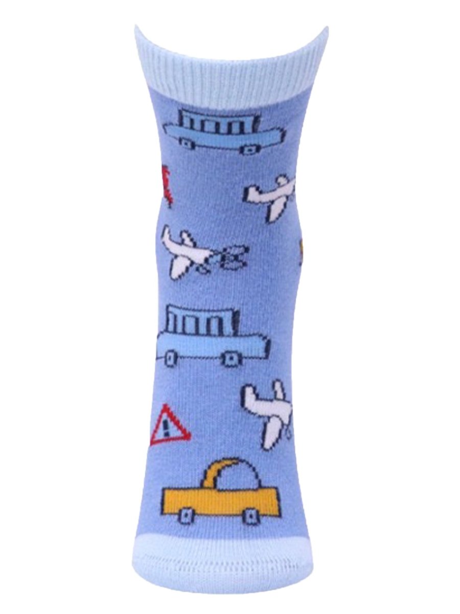 Combo Of 2 Kids Ankle Length Socks:Fly High:Ecru,Blue - SOC2-AF-FHEB-1-2
