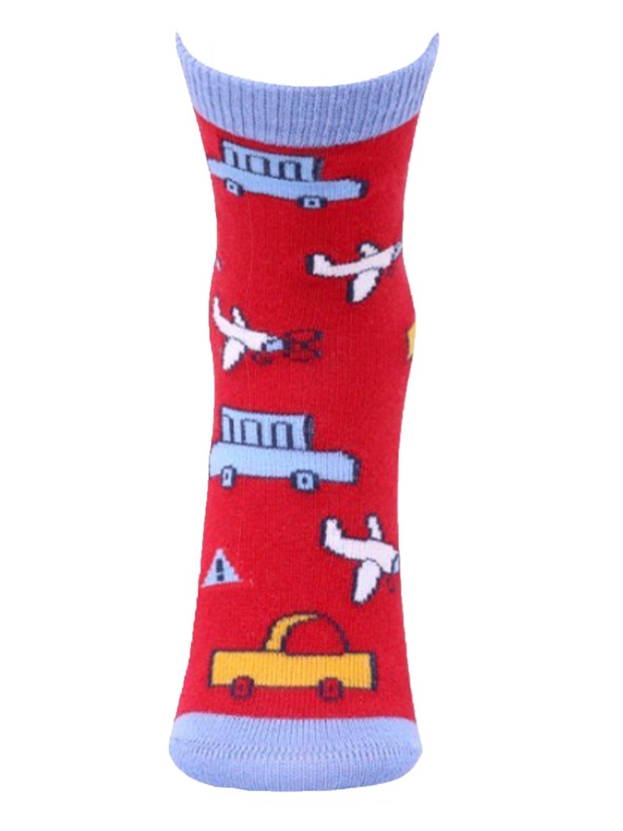 Combo Of 2 Kids Ankle Length Socks::Fly High:Red,Grey - SOC2-AF-FHRG-1-2