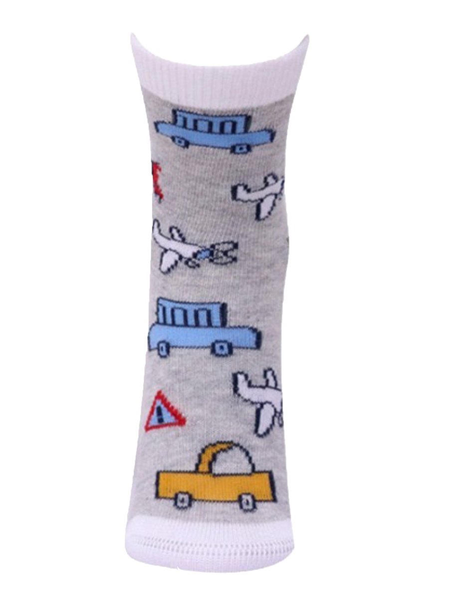 Combo Of 2 Kids Ankle Length Socks::Fly High:Red,Grey - SOC2-AF-FHRG-1-2