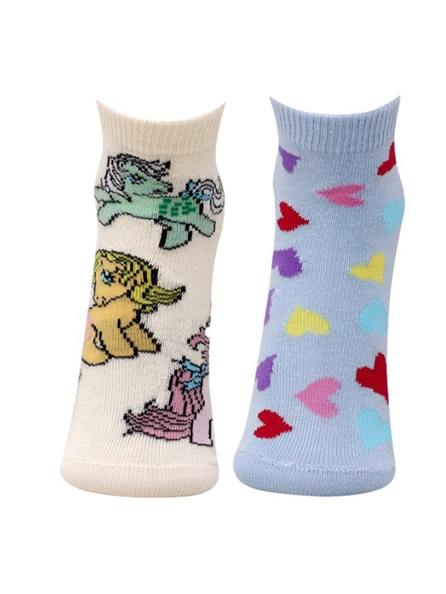 Combo Of 2 Kids Ankle Length Socks:Magic World-Cream, Blue - SOC2-AF-MGCB-6-12