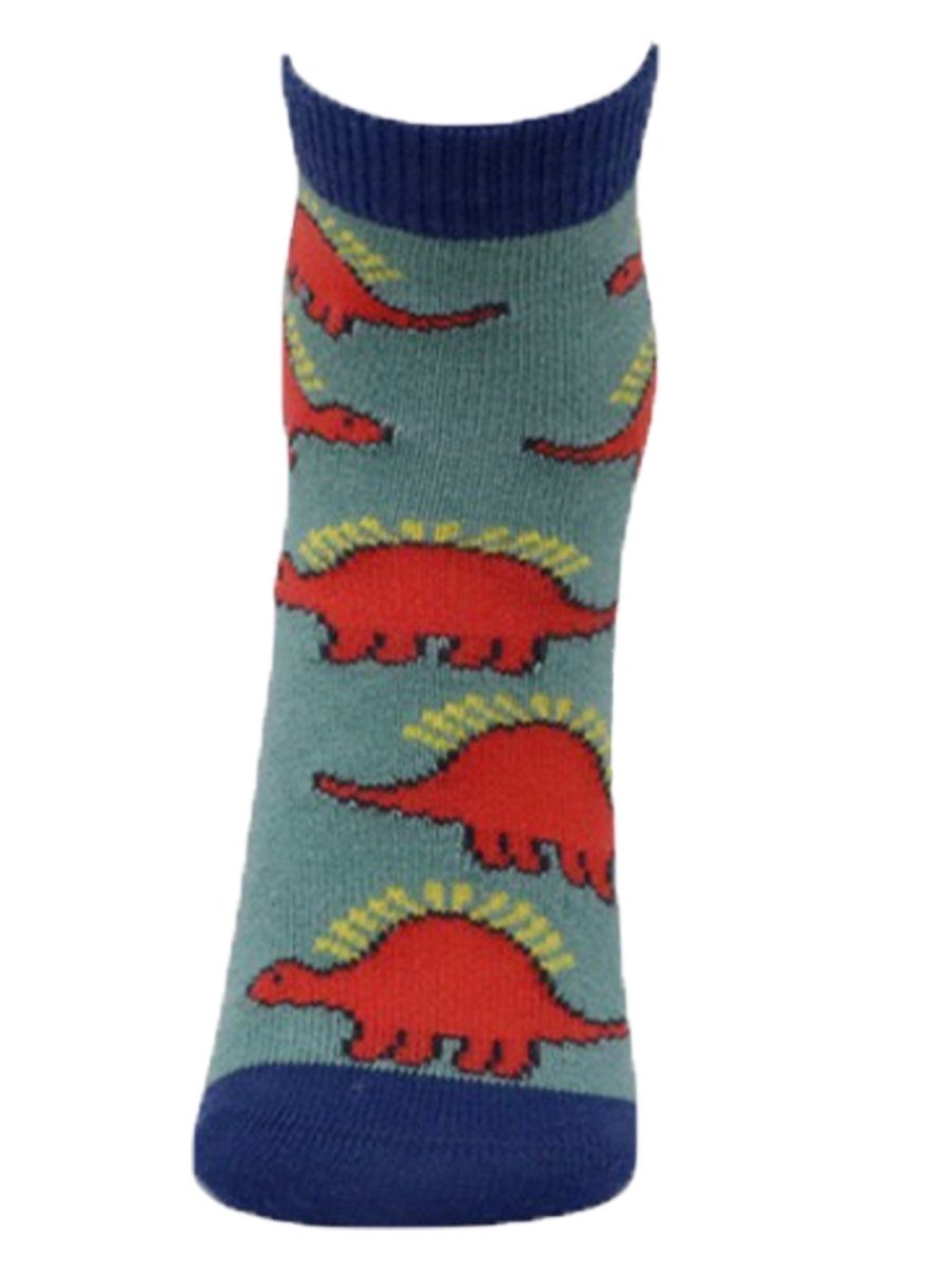 Combo Of 2 Kids Ankle Length Socks:My Dino:Olive, Grey - SOC2-AF-MDOG-6-12