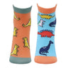 Combo Of 2 Kids Ankle Length Socks:My Dino:Orange, Aqua - SOC2-AF-MDOA-6-12
