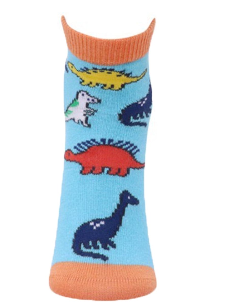 Combo Of 2 Kids Ankle Length Socks:My Dino:Orange, Aqua - SOC2-AF-MDOA-6-12