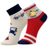 Combo Of 2 Kids Ankle Length Socks:Rider:Creme, Red - SOC2-AF-RDCR-6-12