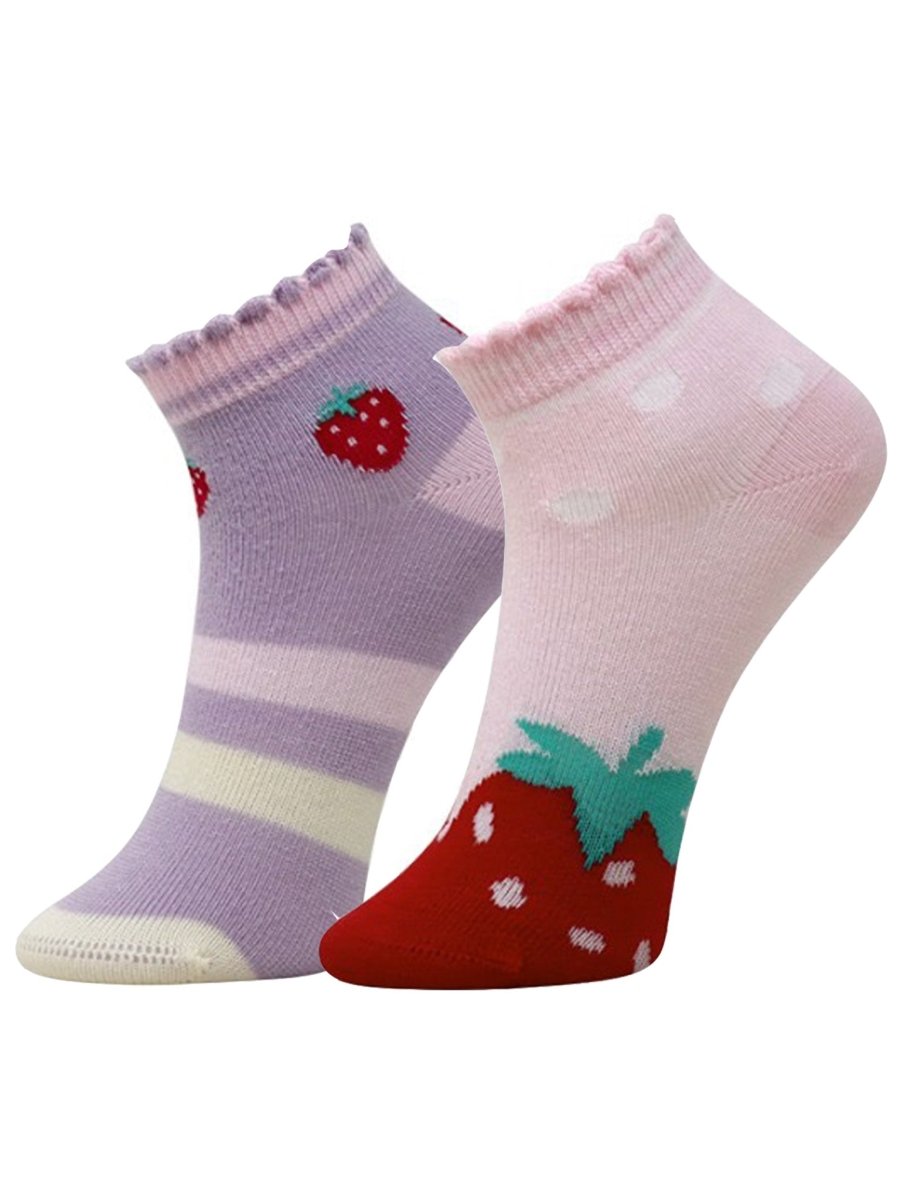 Combo Of 2 Kids Ankle Length Socks:Sweet Berry: Pink, Lavender - SOC2-AF-SPL-6-12
