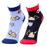 Combo Of 2 Kids Ankle Length Socks:Truck Time: Blue, Black - SOC2-AF-TRTBBK-6-12