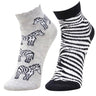 Combo Of 2 Kids Ankle Length Socks:Zebra:Grey, Black - SOC2-AF-ZBGB-6-12