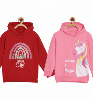 Combo of 2 Kids Hooded Sweatshirts - 0-6-months Kids Winter Hoodies