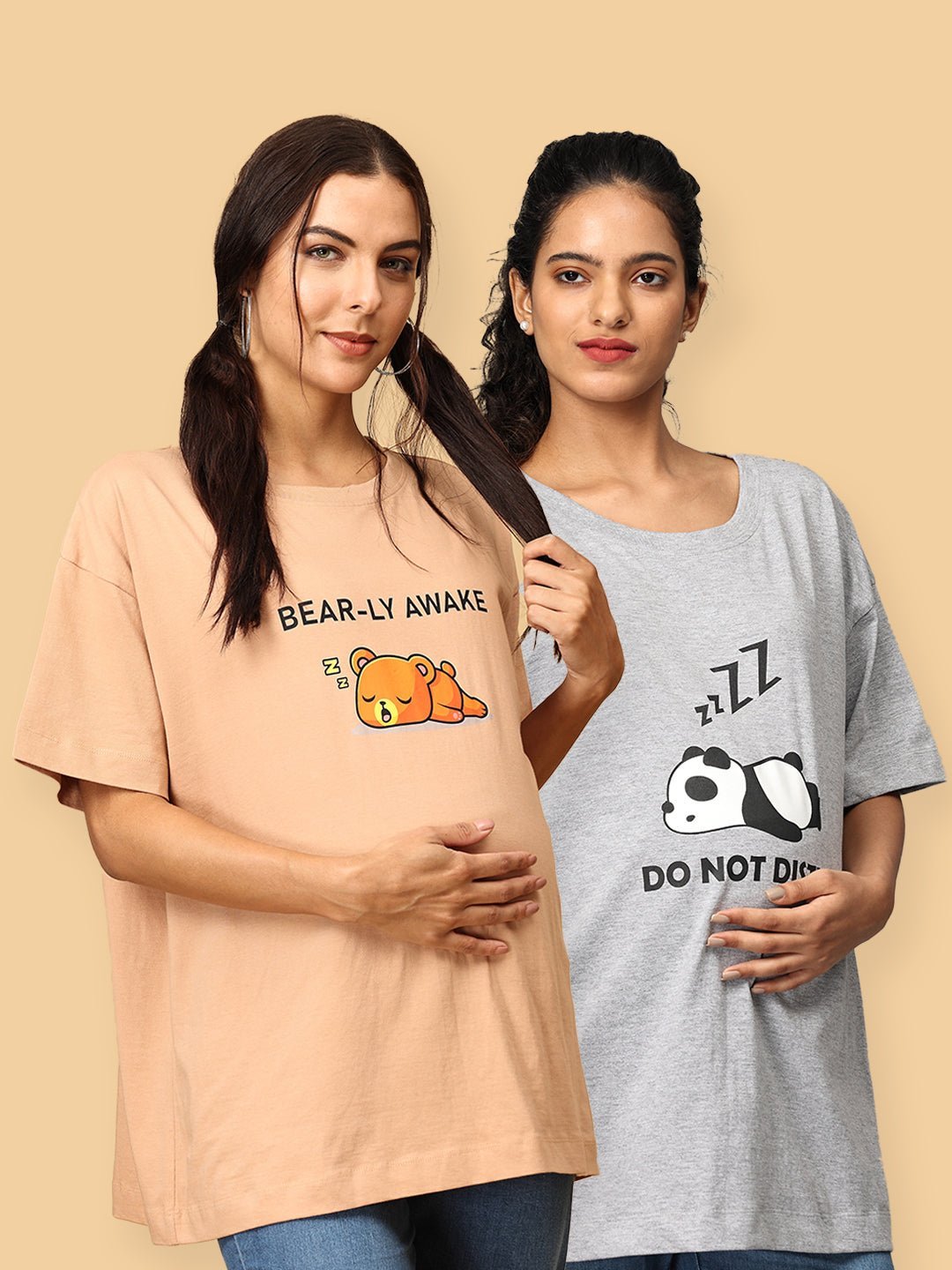 Combo Of 2 Oversized Mumma T shirts - Option A - MAT2 - BADD - S