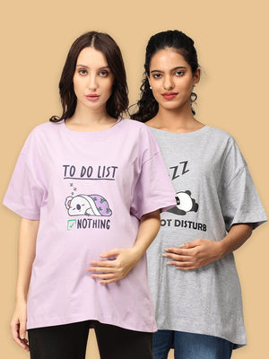 Combo Of 2 Oversized Mumma T shirts - Option B - MAT2 - SC - TDLDNDS - S