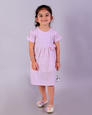 Combo of 2Pink Rabbit & Polka Dotted Girls Casual Dresses