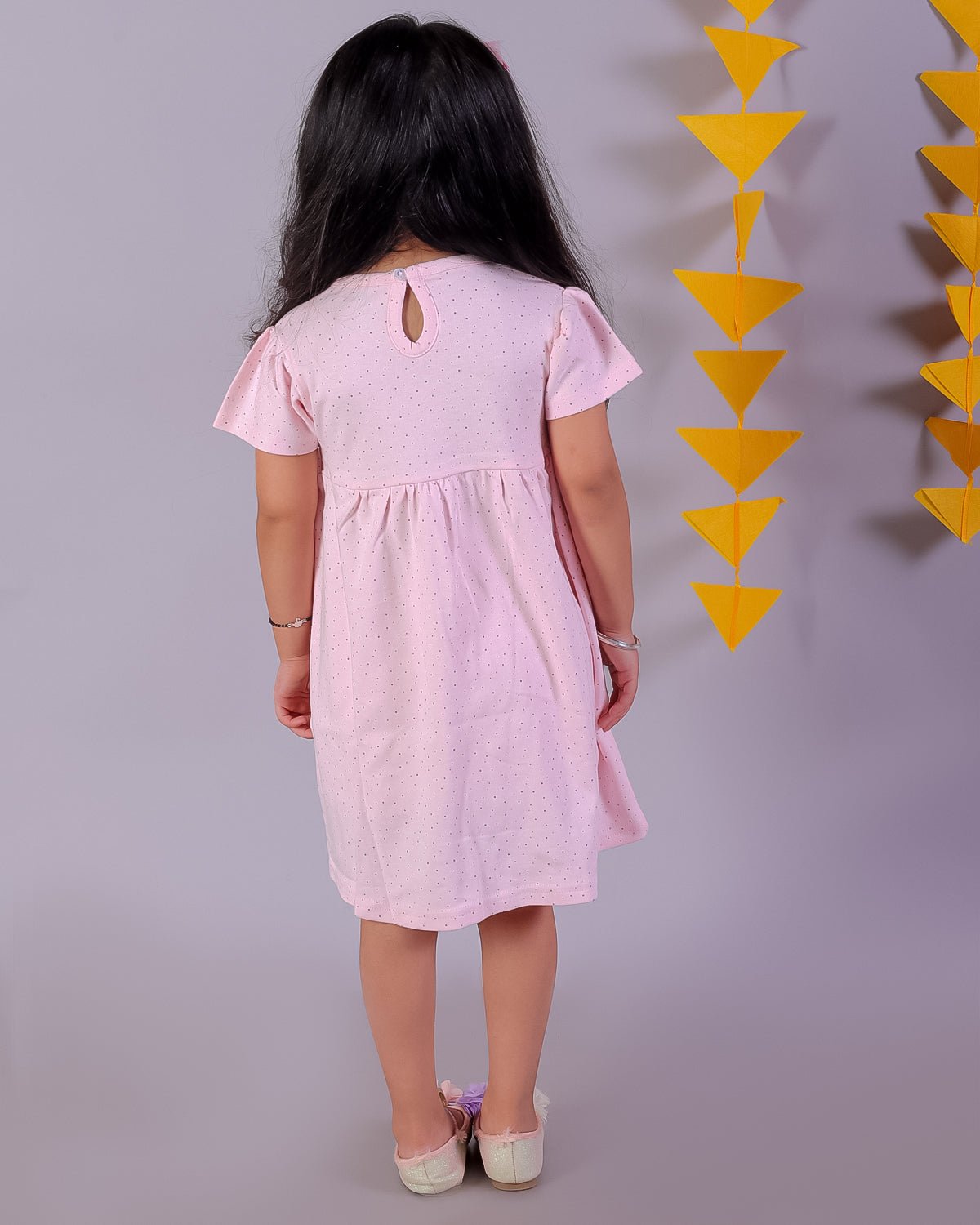 Combo of 2Pink Rabbit & Polka Dotted Girls Casual Dresses