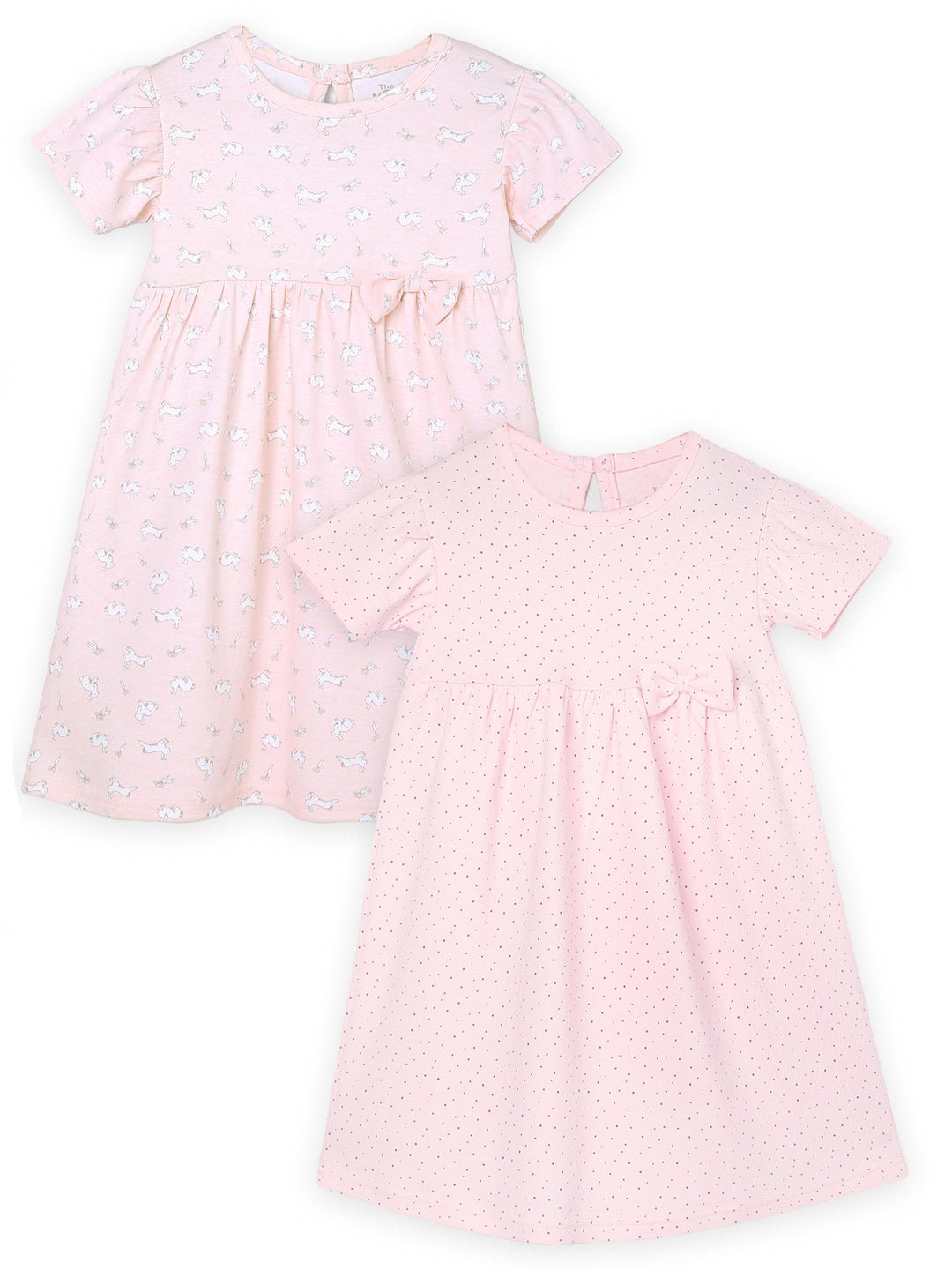 Combo of 2:Pink Rabbit & Polka Dotted Girls Casual Dresses