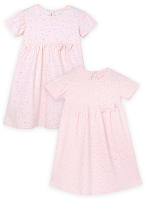 Combo of 2:Pink Rabbit & Polka Dotted Girls Casual Dresses