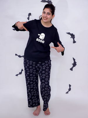 Combo Of 3: Boo Matching Pajama Set For Mom And Baby - Halloween Costumes