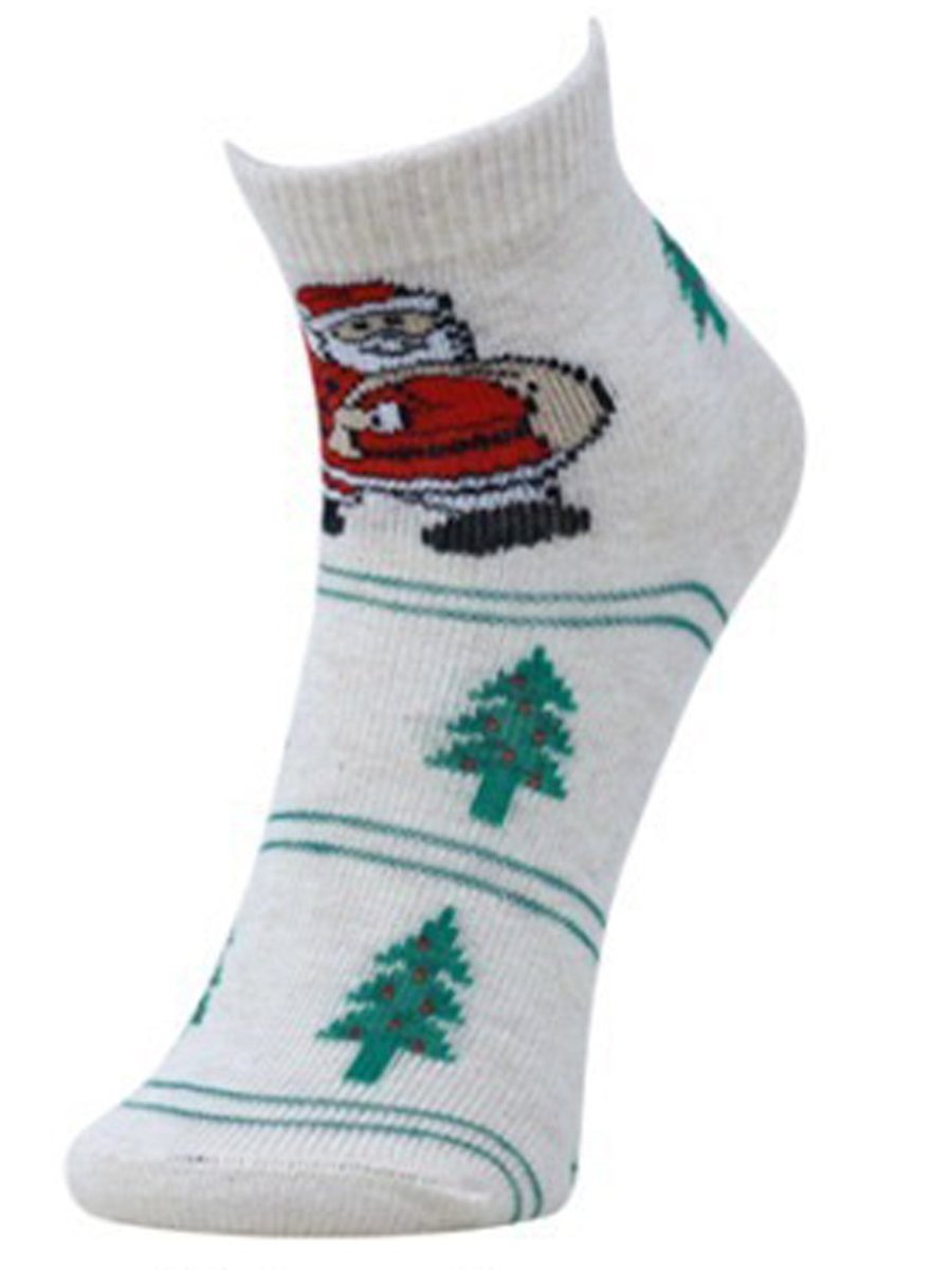 Combo Of 3 Kids Ankle Length Socks:Dear Santa: Ecru,Pink, Lavender - SOC3-AF-DEPL-6-12